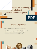 Contribution of The Following Psychologist in The Child Development