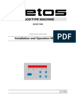 Hood Type Machine: Installation and Operation Manual