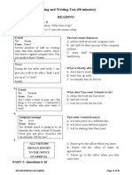 Reading and Writing Test (90 Minutes) Reading: PART 1: Questions 1 - 5