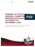 Summary of The National Advisory Committee On Immunization (Naci) Statement of DECEMBER 3, 2021