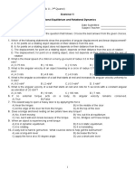 Worksheet in Gen. Physics 1 (Week 11 2 Quarter) : Exercise 11 Rotational Equilibrium and Rotational Dynamics