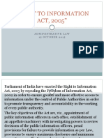 "Right To Information ACT, 2005": Administrative Law 1 5 O C T O B E R 2 0 1 5