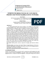 Strength Behaviour of Concrete Produced With Marble Dust Powder