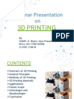 Seminar Presentation On: 3D Printing