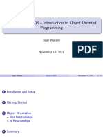SFWRTECH 3RQ3 - Introduction To Object Oriented Programming: Sean Watson