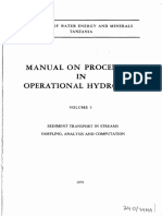 Manual On Procedures IN Operational Hydrology: Ministry of Water Energy and Minerals Tanzania