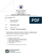 School Memorandum On The Conduct of PTA Conference