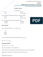 Grade 7 Multiplication and Division of Decimals Za