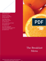 English Rose Hotels Breakfast Menu