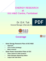 Solar Energy Research at IOC-R&D Centre, Faridabad: Dr. D.K. Tuli