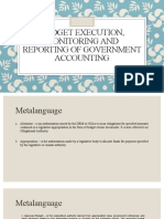 Budget Execution, Monitoring and Reporting of Government Accounting