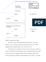 US Securities and Exchange Commission v. Elon Musk Order On 02/24/2022