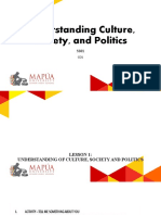 Understanding Culture, Society, and Politics: Shs - Mapua.edu - PH