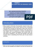 Lesson 2 Formulating and Clarifying The Research Topic