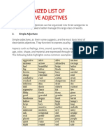 An Organized List of Descriptive Adjectives