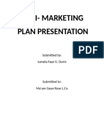 Mini-Marketing Plan Presentation: Submitted By: Jumela Faye G. Durin