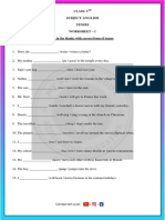 Class: 5 Subject: English Tenses Worksheet - 1 Fill in The Blanks With Correct Form of Tenses