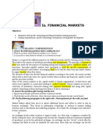 Ia. Financial Markets: Objectives