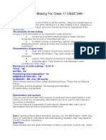 .Format of Note Making For Class 11 CBSE With Example