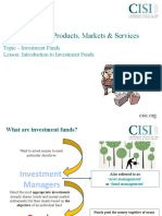 CISI - Financial Products, Markets & Services: Topic - Investment Funds Lesson: Introduction To Investment Funds