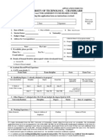 Pec University of Technology, Chandigarh: To Be Filled in by The Office Diary No. Date: Signature