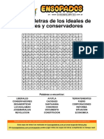 Sopa de Letras de Los Ideales de Liberales y Conservadores