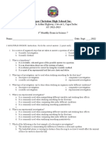 1st Monthly Test Science 7