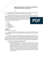 Individual Differences in SLA