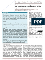 A Comparative Study To Assess The Quality of Life Among Mothers After Normal Vaginal Delivery and Caesarean Section