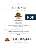 Mini Project Internship Report Format