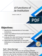 Forms and Functions of Non State Institution