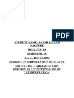 Parliamentarey History As An External Aid of Interpretation