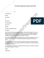 Offer Appointment Letter Format For CEO