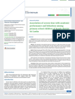 Association of Screen Time With Academic Performance and Behaviour Among Primary School Children of Kandy District Sri Lanka