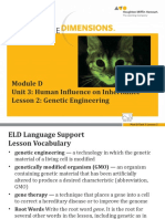 Module D Unit 3: Human Influence On Inheritance Lesson 2: Genetic Engineering