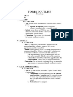 Torts I Outline: Intentional Torts: I. Personal Invasions: Battery: Elements Act