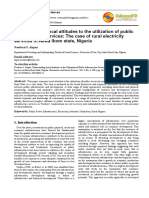 Understanding Local Attitudes To The Utilization of Public Infrastructure Services..Akwa Ibom State