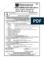 Advanced Cummulative Test (Act-1) : Resonance Eduventures Limited