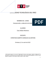 Universidad Tecnológica Del Perú: Nombre Del Curso: Comprensión y Redacción de Textos