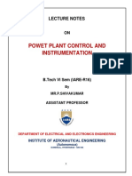 Powet Plant Control and Instrumentation: Lecture Notes