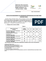 Advertisement For Engagement of Experianced Professional On Fixed Term Contract Basis