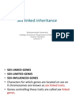 Sex Linked Inheritance: Mustansiriyah University College of Science/ Department of Biology Course: Genetics