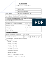 Class 10 Math Important Formulas