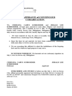 Joint Affidavit of Continuous Cohabitation Schroeder