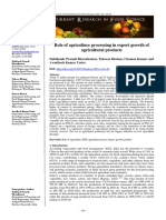 Role of Agriculture Processing in Export Growth of Agricultural Products