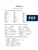Worksheet Verb To Be and Pronouns