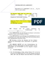 Memorandum of Agreement Für Investitionen