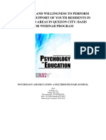 Readiness and Willingness To Perform Basic Life Support of Youth Residents in Selected Areas in Quezon City Basis For Webinar Program