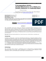 A Correspondence Article: Educational Leadership Effectiveness. Is It A Matter of A Leader's Characteristics, Behaviors, or Leadership Style?