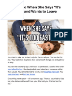 What To Do When She Says It's Too Fast and Wants To Leave